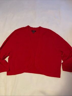 Apt. 9 Women's Bright Red Cropped Open-Front Cardigan plus OX
